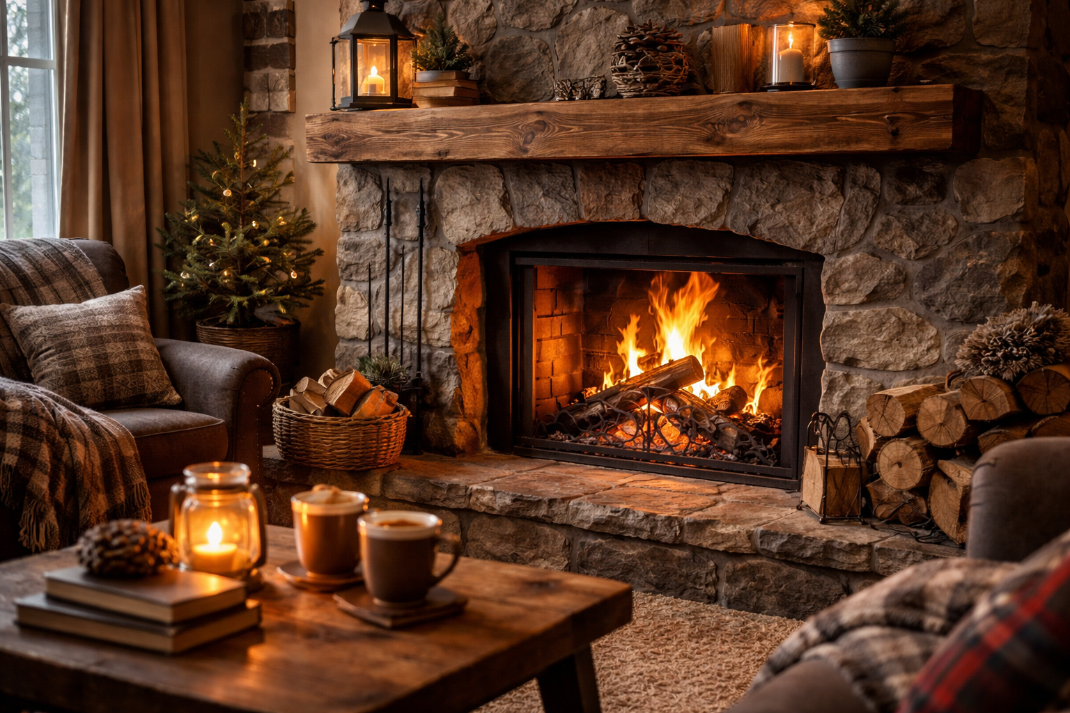 Wood-Burning Fireplace
