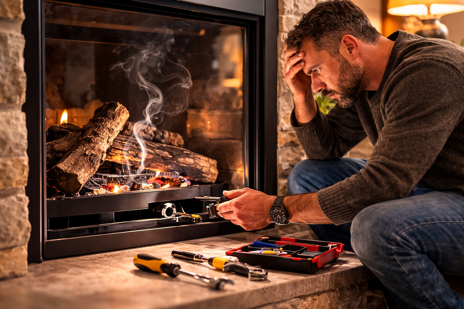 gas fireplace keep going out