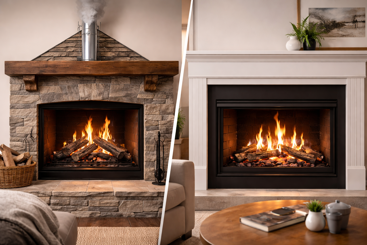 vented or ventless gas fireplace