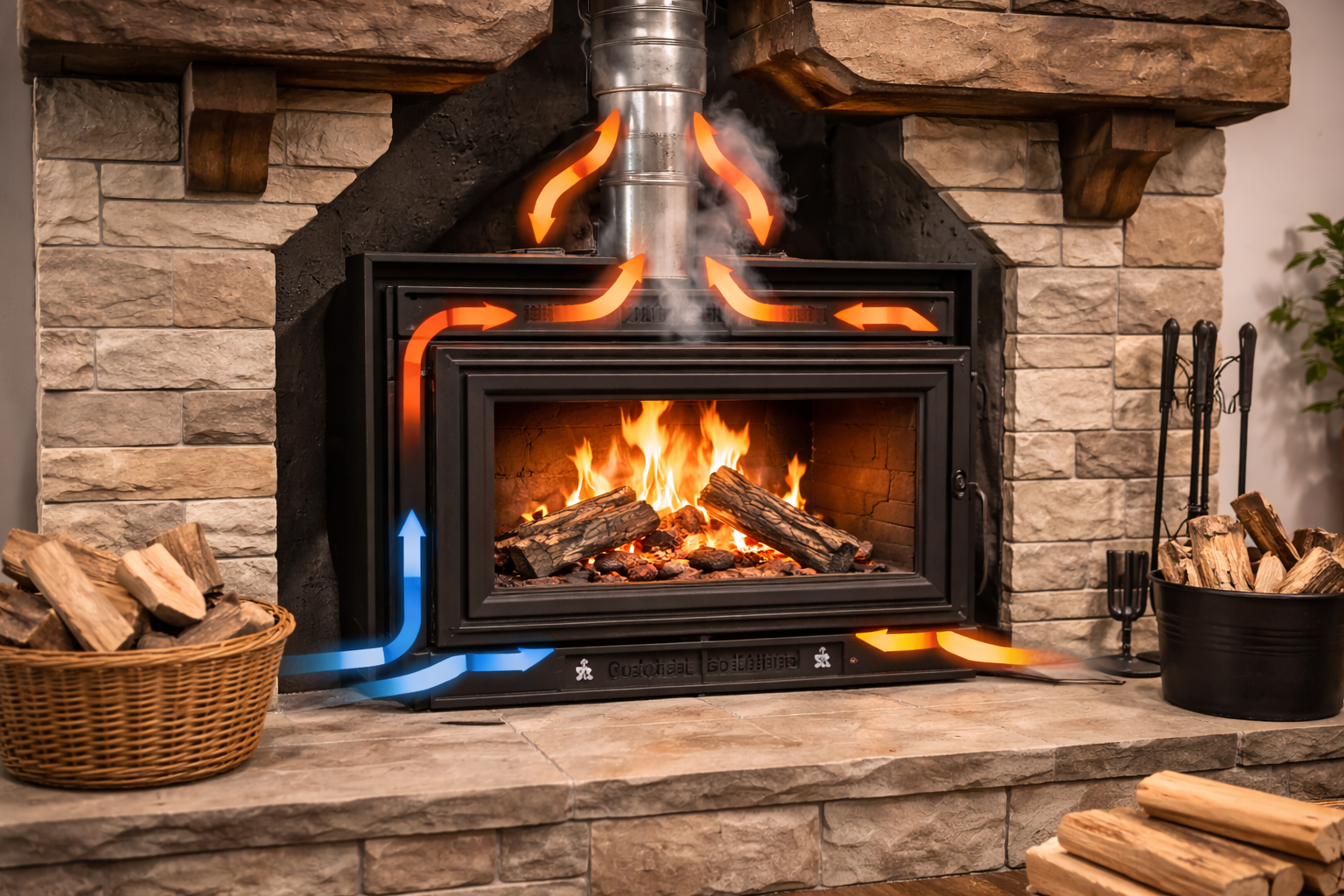 How do wood-burning fireplace inserts work
