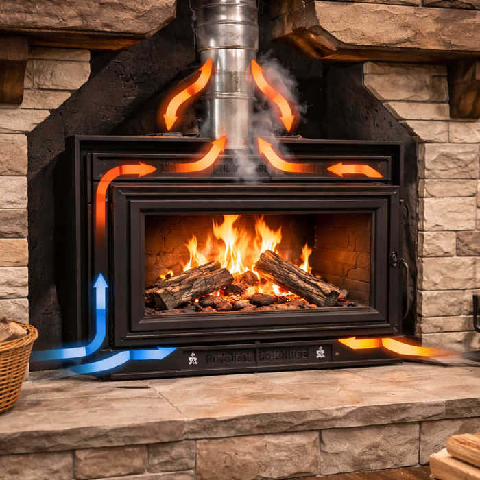 How do wood-burning fireplace inserts work