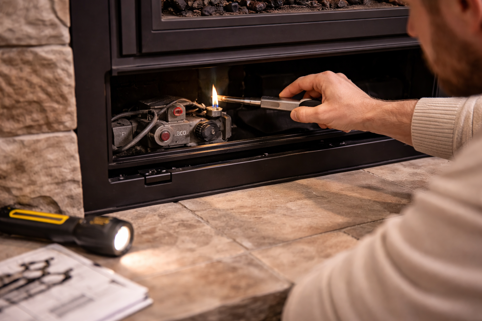 How to Light a Pilot on a Gas Fireplace — The Torch Guys