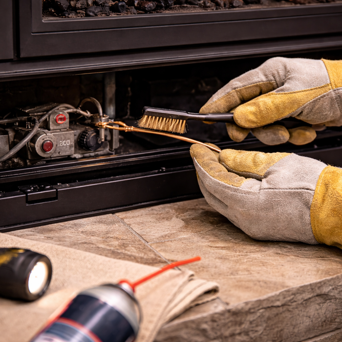 clean a thermocouple on a gas fireplace
