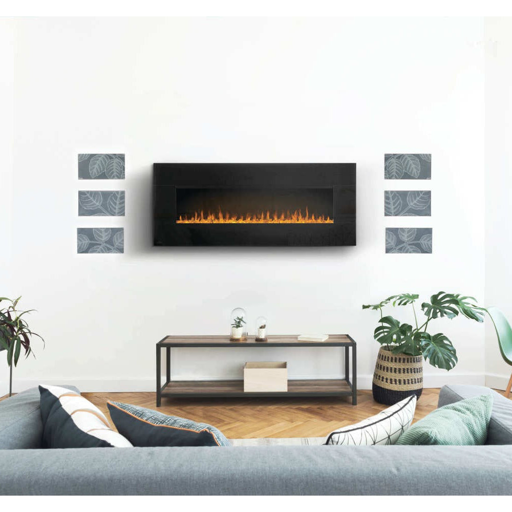 Electric fireplace installed in living room.