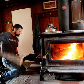 Wood Burning Stove in fireplace
