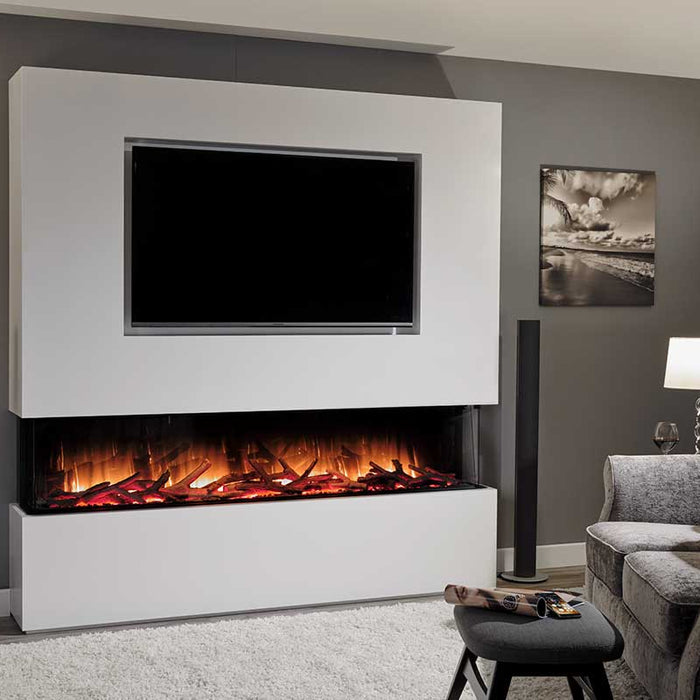 how far should an electric fireplace be from a tv