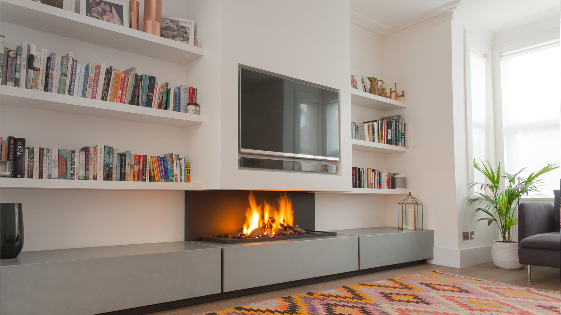 minimum distance between fireplace and a tv