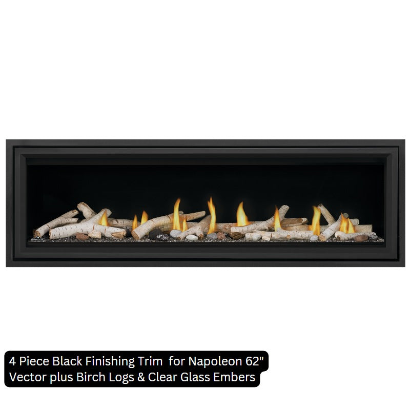 4 Piece Black Finishing Trim for Napoleon Linear Fireplaces — The