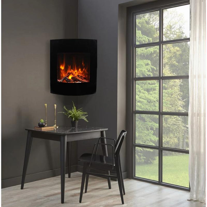 Amantii 24 x 28 Wall Mount Corner Mount Electric Fireplace Rustic Log sets Red Flame Terace