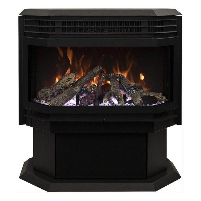 Amantii 26 Lumina Freestanding Modern Electric Stove with 12PCE Oak Media kit plus Clear Fireglass Face Front.jpg