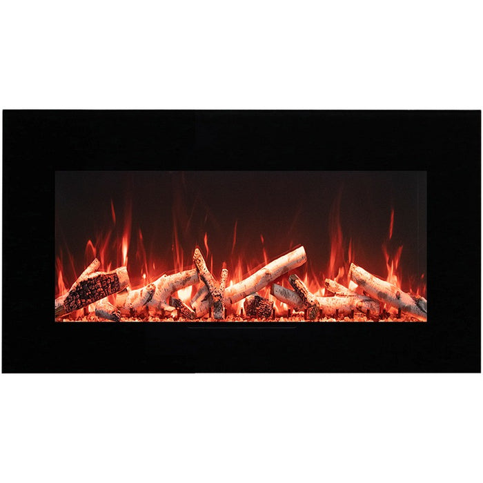 Amantii 26 Wall Mount with Black Glass Surround Birch  Media Yellow Flame