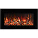 Amantii 26 Wall Mount with Black Glass Surround Driftwood Media Yellow Flame