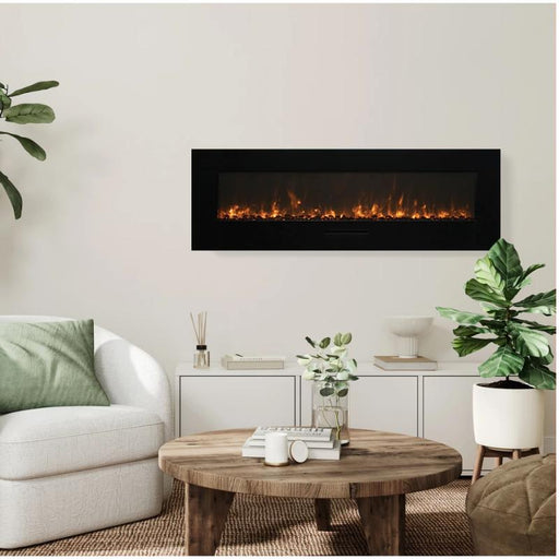 Amantii 26 Wall Mount with Black Glass Surround Living Room Sable Media Yellow Flame