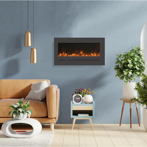 Amantii 26 Wall Mount with Steel Surround Living Room Sable Yellw Flame
