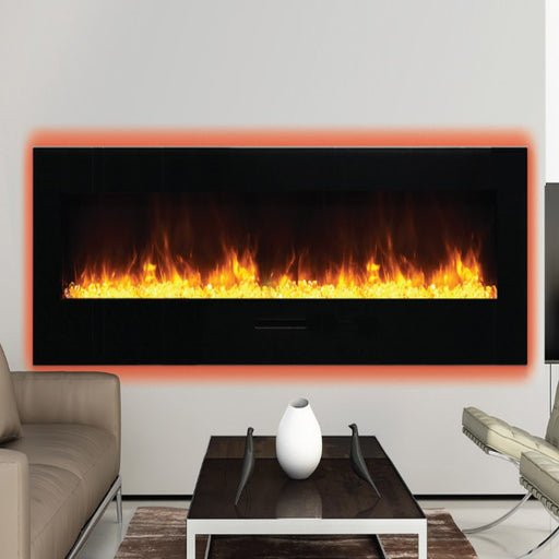 Amantii  72 Wall Mount with Black Glass Surround Living Room Clear or Ice Media Orange Flame