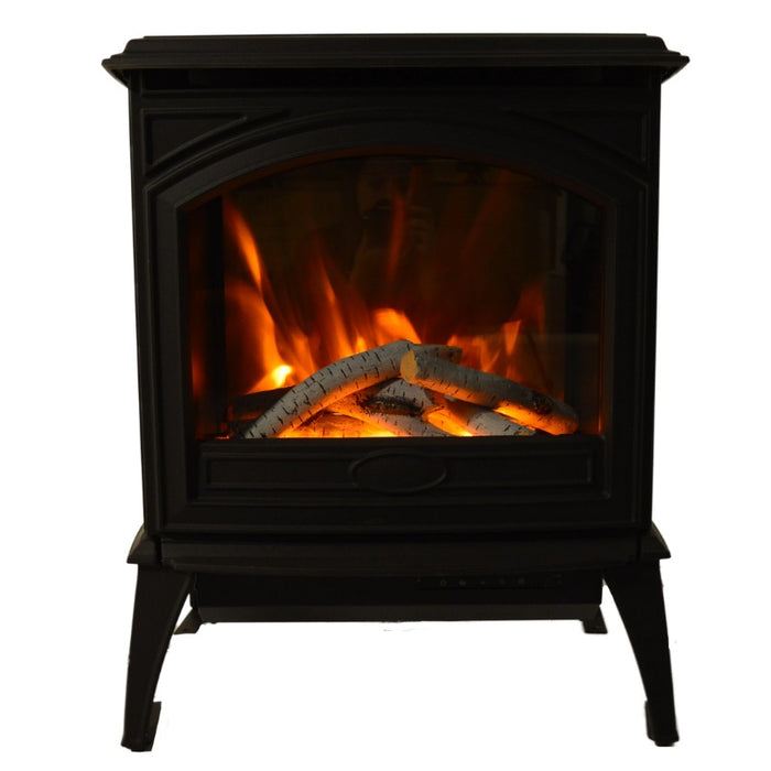 Amantii Lynnwood Freestanding Cast Iron Electric Stove with Birch Logs Set 