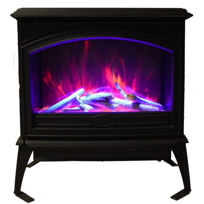 Amantii Lynnwood Freestanding Cast Iron Electric Stove with Birch Logs 