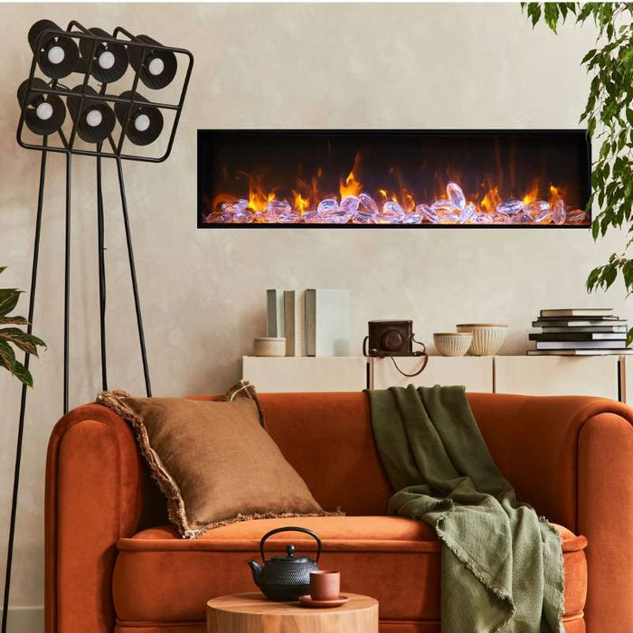 Amantii Panorama Deep 60 Built-In Linear Electric Fireplace Studio Type Room Ice or Diamond Media