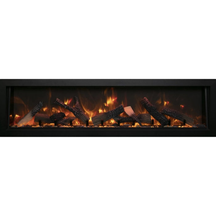 Amantii Panorama Deep & Xtra Tall 50 Built-In Linear Electric Fireplace Split Log set Amber Glass Media