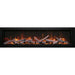 Amantii Panorama Deep & Xtra Tall Built-In Linear Electric Fireplace Brich Log set Amber Glass Media