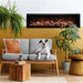Amantii Panorama Deep & Xtra Tall Built-In Linear Electric Fireplace Guess Room Birch log set with Amber Glass Media Product Page