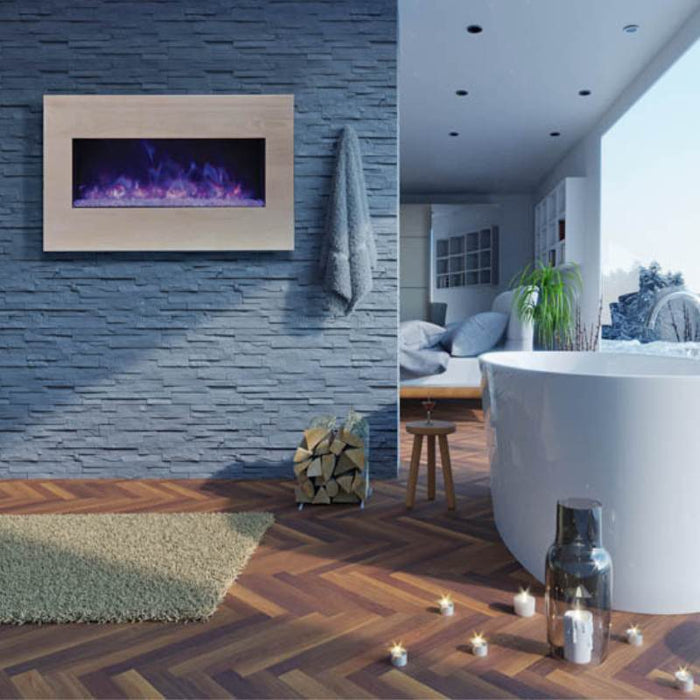 Amantii Panorama Extra Slim 40 Built-In Linear Electric Fireplace White Birch