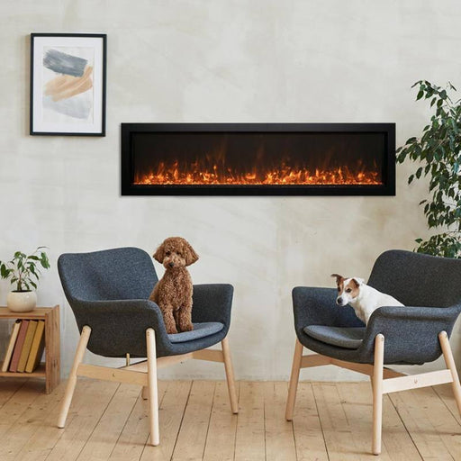 Amantii Panorama Extra Slim 50 Built-In Linear Electric Fireplace Living Room with Pets