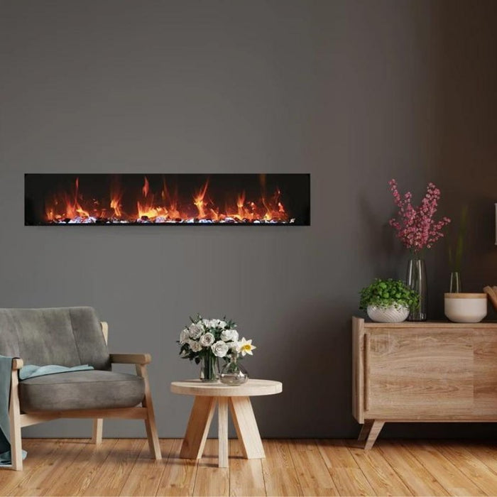 Amantii Panorama Extra Slim 60 Built-In Linear Electric Fireplace Guess Room Ice Crystal Media