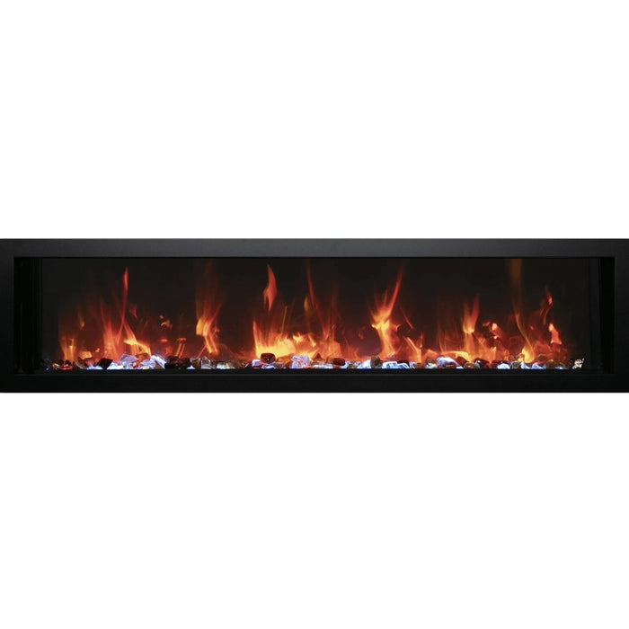 Amantii Panorama Slim 88 Built-In Linear Electric Fireplace Ember Crystal Media with pebble