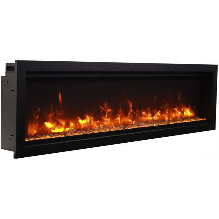 Amantii Symmetry Bespoke 50 Linear Electric Fireplace Brown Mix Media Orange Flame Side view