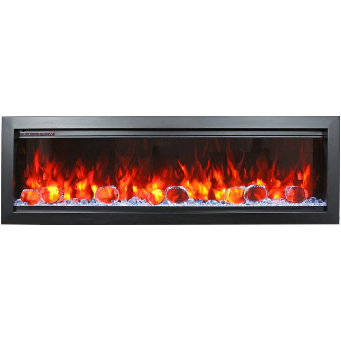 Amantii Symmetry Bespoke 50 Linear Electric Fireplace Ice Media Red Flame Front Scaled