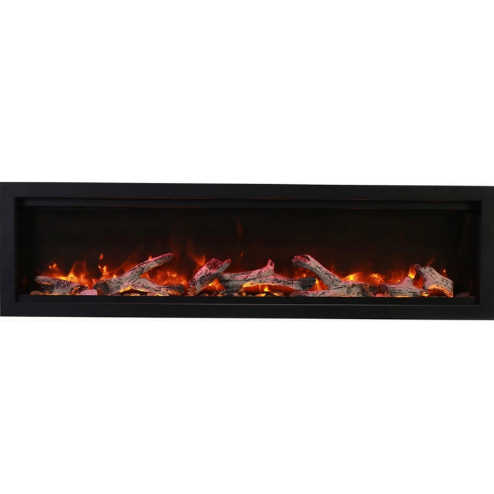 Amantii Symmetry Bespoke 50 Linear Electric Fireplace Rustic Media Red Flame