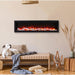 Amantii Symmetry Bespoke 74 Linear Electric Fireplace Birch Media Red Flame Living Room with Dog 1