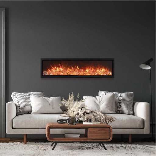 Amantii Symmetry Bespoke 88 Linear Electric Fireplace SYM-88-BESPOKE Wall Mounted with Design Media Large Diamond Crystals