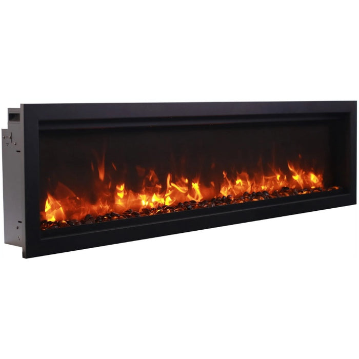 Amantii Symmetry Smart 42 Linear Electric Fireplace Brown Mix Orange Flame Side View