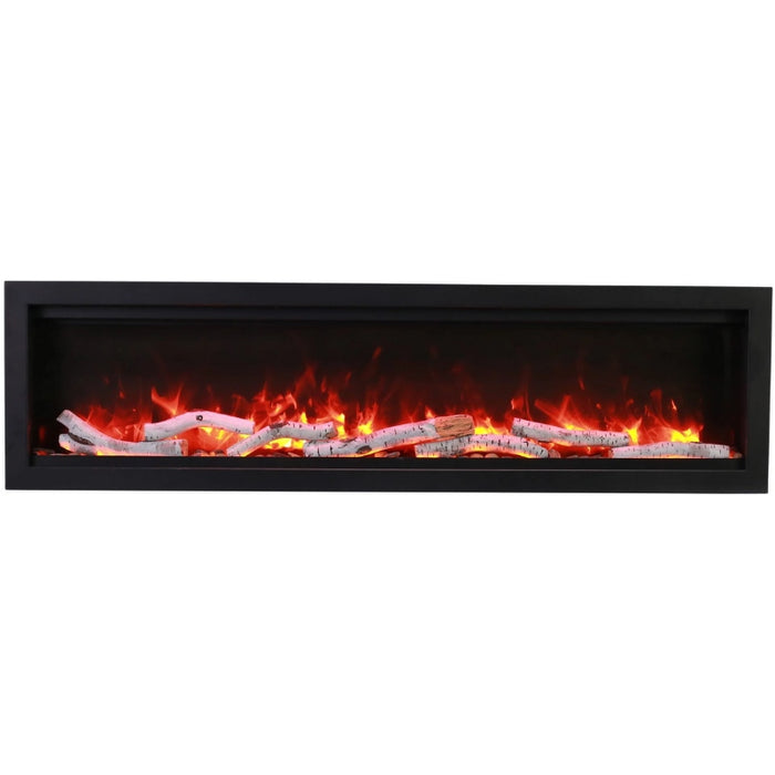 Amantii Symmetry Smart 50 Linear Electric Fireplace Birch Media Red Flame