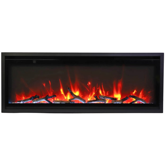 Amantii Symmetry Smart Xtra Slim 42 Linear Electric Fireplace Driftwood Media Red Flame