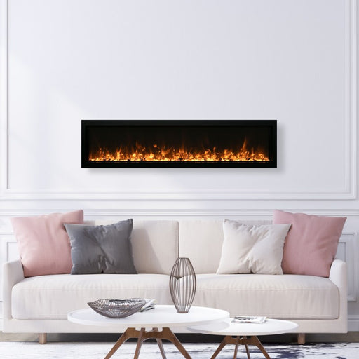 Amantii Symmetry Smart Xtra Slim 42 Linear Electric Fireplace Ice Media Yellow  Flame