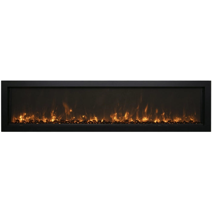Amantii Symmetry Smart Xtra Slim 60 Linear Electric Fireplace Ice Media Yellow Flame