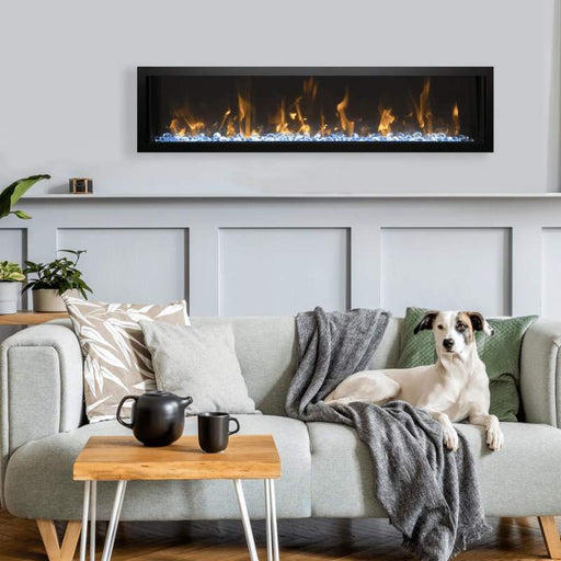 Amantii Symmetry Smart Xtra Slim 60 Linear Electric Fireplace Living Room with Dog Ice Media Yellow Flame Scaled