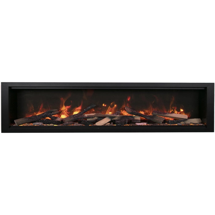 Amantii Symmetry Xtra Tall 74 Built-In Linear Electric Fireplace Rustic