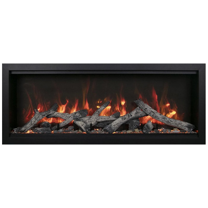 Amantii Symmetry Xtra Tall Bespoke 50 Built-In Linear Electric Fireplace Rustic