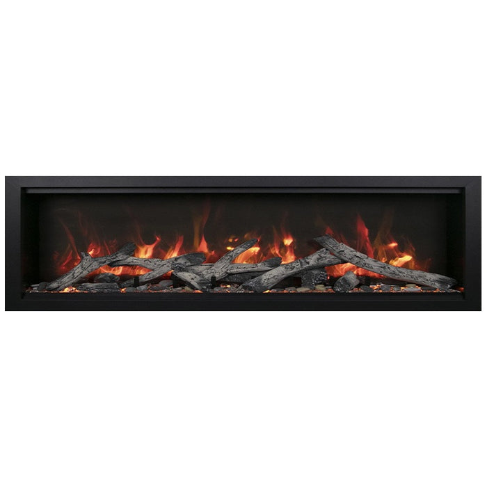 Amantii Symmetry Xtra Tall Bespoke 74 Built-In Linear Electric Fireplace Rustic