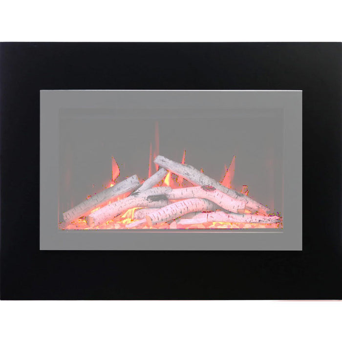 Amantii Traditional Bespoke Built-InInsert Electric Fireplace Birch Log Set 4 Sided Trim