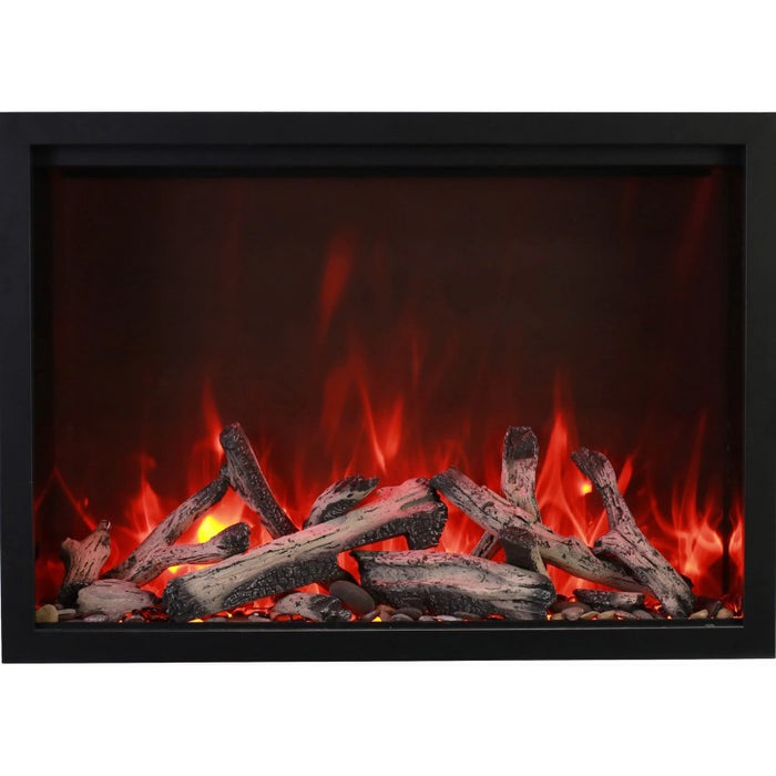 Amantii Traditional Bespoke Built-InInsert Electric Fireplace Rustic with pebbles no trim