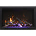 Amantii Traditional Bespoke Built-InInsert Electric Fireplace Split Log Set with pebbles magenta lights no trim