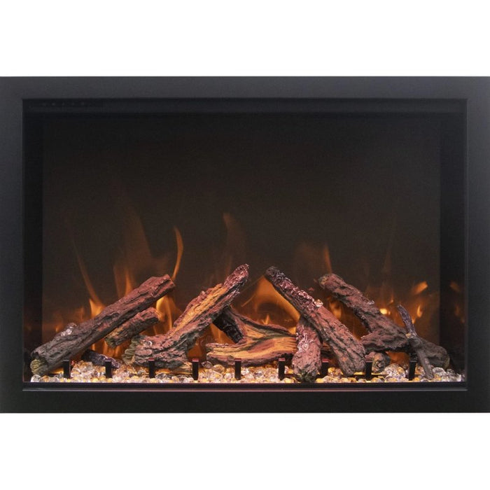 Amantii Traditional Bespoke Built-InInsert Electric Fireplace Split with Crystal clear media no trim