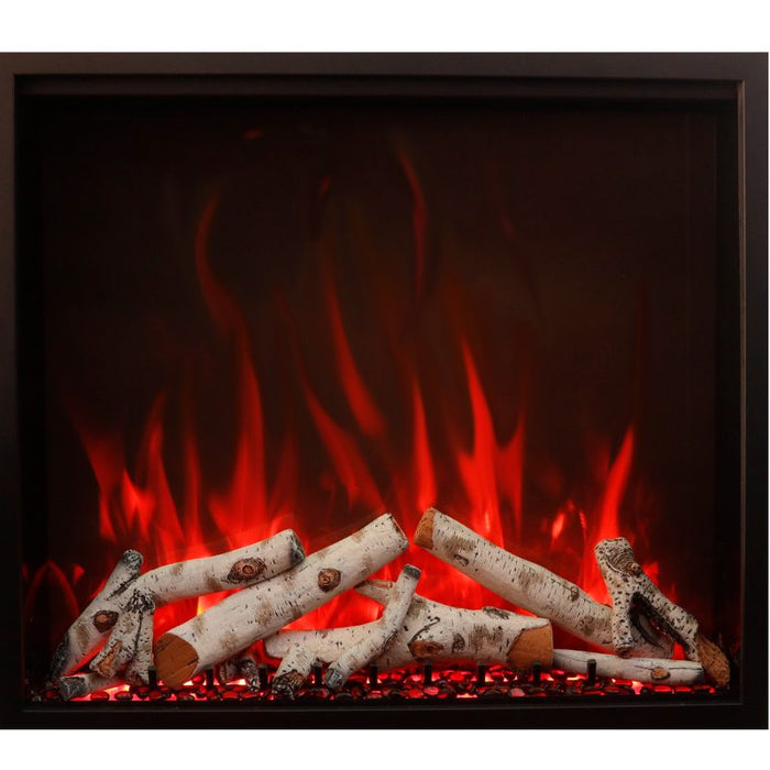 Amantii Traditional Bespoke Smart 48 Built-In Electric Fireplace with Birch Log Set with Pebbles