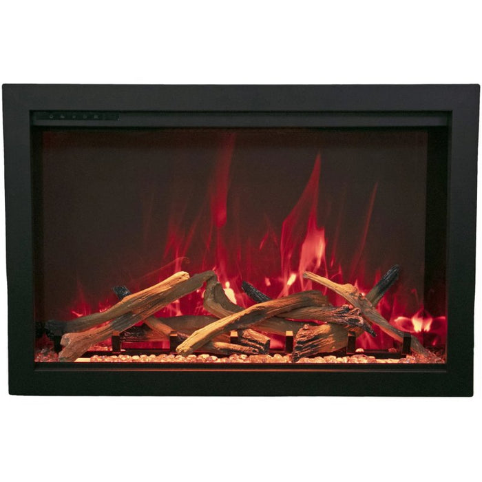 Amantii Traditional Bespoke Smart 48 Built-In Electric Fireplace with Driftwood Log Set and Clear Glass Nuggets