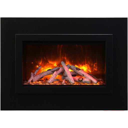  Amantii Traditional Smart 26 Built-In Insert Electric Fireplace with Birch Log Set, Ember Glass Media, and 4-sided Trim